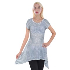 Ash Grey White Swirls Short Sleeve Side Drop Tunic by SpinnyChairDesigns