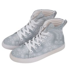 Ash Grey White Swirls Men s Hi-top Skate Sneakers by SpinnyChairDesigns