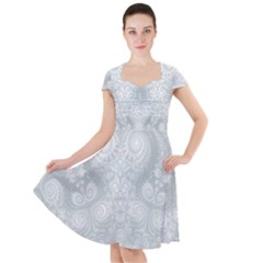 Ash Grey White Swirls Cap Sleeve Midi Dress by SpinnyChairDesigns