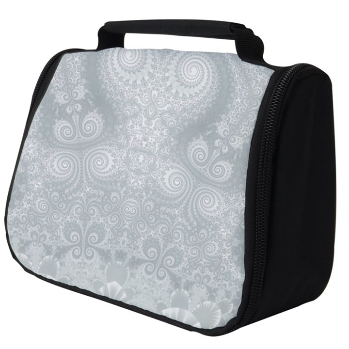 Ash Grey White Swirls Full Print Travel Pouch (Big)