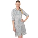 Ash Grey White Swirls Long Sleeve Mini Shirt Dress View1