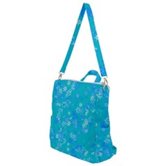 Aqua Blue Floral Print Crossbody Backpack by SpinnyChairDesigns