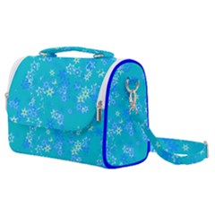 Aqua Blue Floral Print Satchel Shoulder Bag by SpinnyChairDesigns