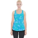 Aqua Blue Floral Print Piece Up Tank Top View1