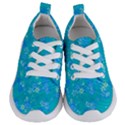 Aqua Blue Floral Print Kids  Lightweight Sports Shoes View1