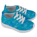 Aqua Blue Floral Print Kids  Lightweight Sports Shoes View3