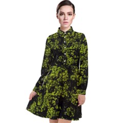 Nature Dark Camo Print Long Sleeve Chiffon Shirt Dress by dflcprintsclothing