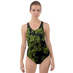 Nature Dark Camo Print Cut-out Back One Piece Swimsuit