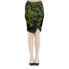 Nature Dark Camo Print Midi Wrap Pencil Skirt