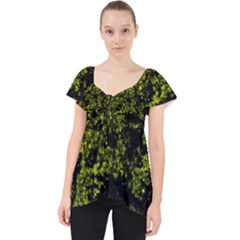 Nature Dark Camo Print Lace Front Dolly Top by dflcprintsclothing