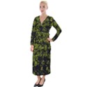 Nature Dark Camo Print Velvet Maxi Wrap Dress View1