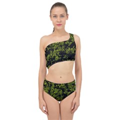 Nature Dark Camo Print Spliced Up Two Piece Swimsuit