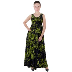 Nature Dark Camo Print Empire Waist Velour Maxi Dress