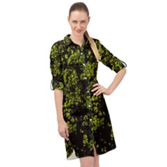 Nature Dark Camo Print Long Sleeve Mini Shirt Dress by dflcprintsclothing