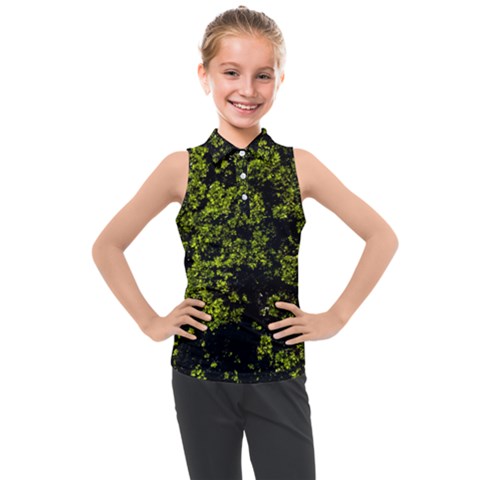 Nature Dark Camo Print Kids  Sleeveless Polo Tee by dflcprintsclothing