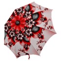 Abstract Red Black Floral Print Hook Handle Umbrellas (Medium) View2