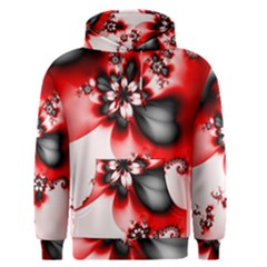 Abstract Red Black Floral Print Men s Core Hoodie by SpinnyChairDesigns