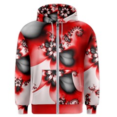 Abstract Red Black Floral Print Men s Zipper Hoodie by SpinnyChairDesigns