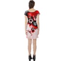 Abstract Red Black Floral Print Short Sleeve Skater Dress View2