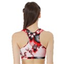 Abstract Red Black Floral Print Sports Bra with Border View2