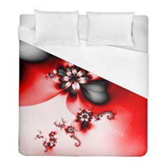 Abstract Red Black Floral Print Duvet Cover (full/ Double Size) by SpinnyChairDesigns