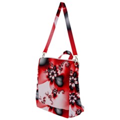 Abstract Red Black Floral Print Crossbody Backpack by SpinnyChairDesigns