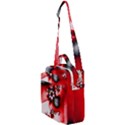 Abstract Red Black Floral Print Crossbody Day Bag View1