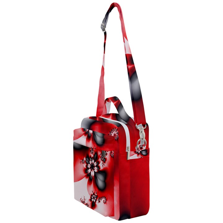 Abstract Red Black Floral Print Crossbody Day Bag