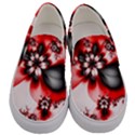 Abstract Red Black Floral Print Men s Canvas Slip Ons View1