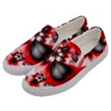 Abstract Red Black Floral Print Men s Canvas Slip Ons View2