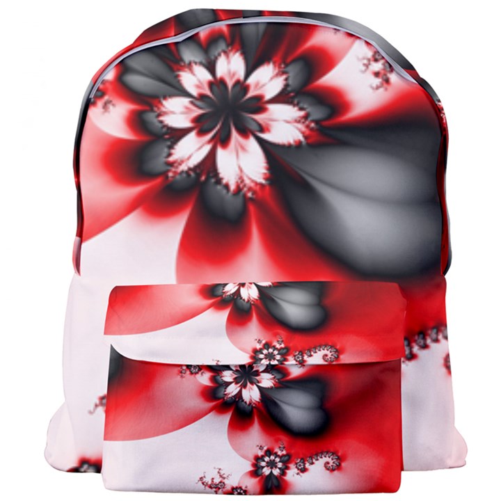 Abstract Red Black Floral Print Giant Full Print Backpack