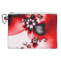 Abstract Red Black Floral Print Canvas Cosmetic Bag (xl) by SpinnyChairDesigns