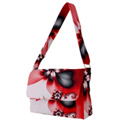 Abstract Red Black Floral Print Full Print Messenger Bag (s) by SpinnyChairDesigns