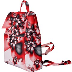 Abstract Red Black Floral Print Buckle Everyday Backpack by SpinnyChairDesigns