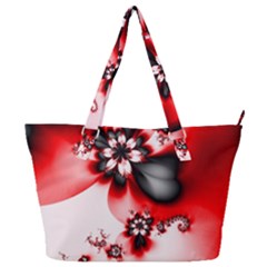 Abstract Red Black Floral Print Full Print Shoulder Bag by SpinnyChairDesigns