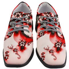 Abstract Red Black Floral Print Women Heeled Oxford Shoes by SpinnyChairDesigns