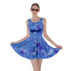 Cornflower Blue Floral Print Skater Dress by SpinnyChairDesigns