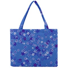 Cornflower Blue Floral Print Mini Tote Bag by SpinnyChairDesigns