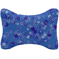 Cornflower Blue Floral Print Seat Head Rest Cushion by SpinnyChairDesigns