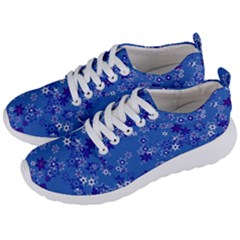 Cornflower Blue Floral Print Men s Lightweight Sports Shoes by SpinnyChairDesigns