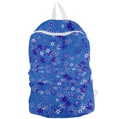 Cornflower Blue Floral Print Foldable Lightweight Backpack by SpinnyChairDesigns