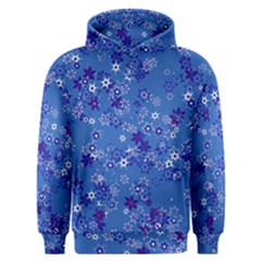 Cornflower Blue Floral Print Men s Overhead Hoodie by SpinnyChairDesigns