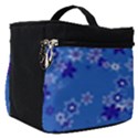 Cornflower Blue Floral Print Make Up Travel Bag (Small) View1