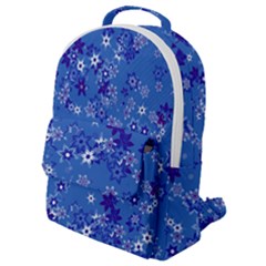 Cornflower Blue Floral Print Flap Pocket Backpack (small) by SpinnyChairDesigns