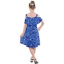 Cornflower Blue Floral Print Kids  Cut Out Shoulders Chiffon Dress View2