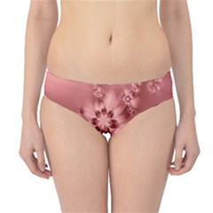 Coral Pink Floral Print Hipster Bikini Bottoms by SpinnyChairDesigns