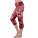 Coral Pink Floral Print Capri Yoga Leggings View2