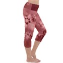 Coral Pink Floral Print Capri Yoga Leggings View3