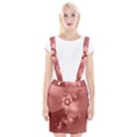 Coral Pink Floral Print Braces Suspender Skirt View1