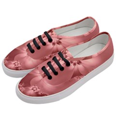 Coral Pink Floral Print Women s Classic Low Top Sneakers by SpinnyChairDesigns